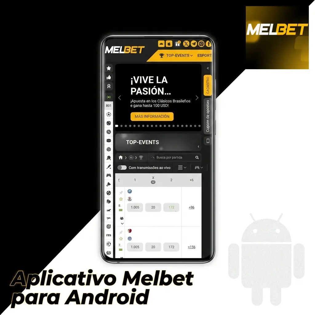 Aplicativo Melbet para Android: instalação via APK no dispositivo móvel com Android 5.0 ou superior