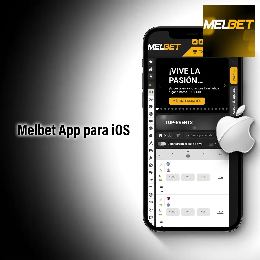 Aplicativo Melbet para iOS em iPhone e iPad com apostas esportivas e cassino ao vivo