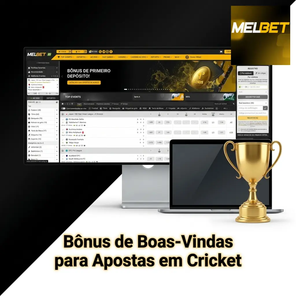 Bônus de boas-vindas Melbet: 100% no 1º depósito até R$1.200 para apostas em cricket