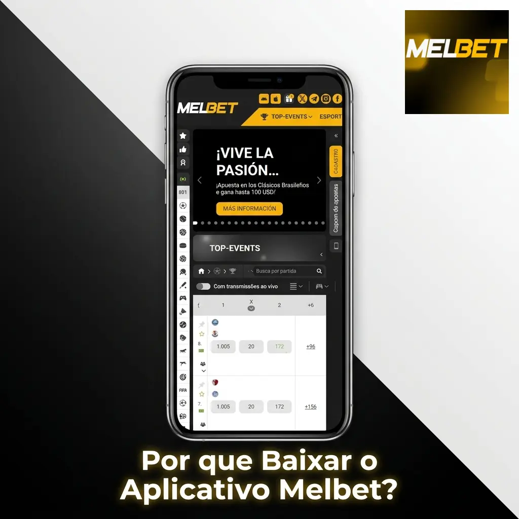 Aplicativo Melbet com apostas ao vivo, cassino, Pix e suporte em português no celular