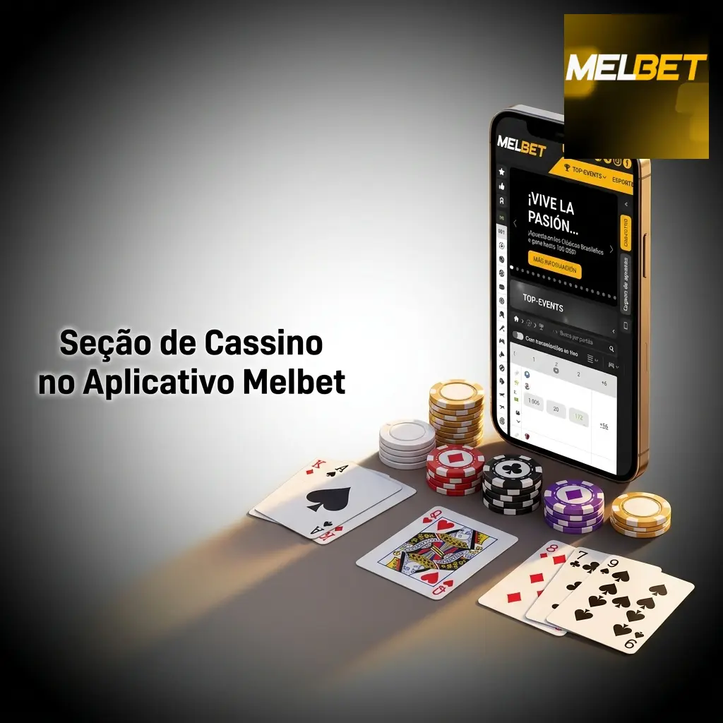 Seção de cassino no app Melbet com slots, roleta, blackjack e cassino ao vivo disponíveis no celular